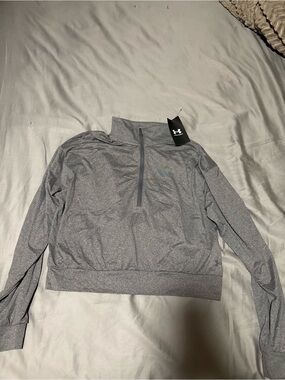 Under Armour Women's Heather Light Gray Half-Zip Turtleneck Pullover